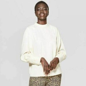 🤍. WHO WHAT WEAR | Long Sleeve Silky Blouse | Cream | L.